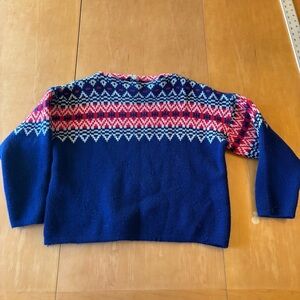 Vintage Strickwaren French 4S Wool Blue Red White Alpine Nordic Ski Sweater